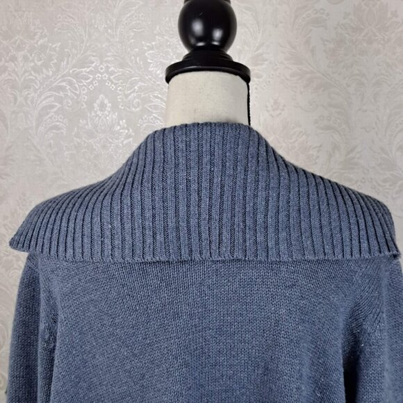 Victoria Jones Woman Size 1X Blue Knit Zip Front Cardigan Floral Embroidery EUC - Picture 7 of 12